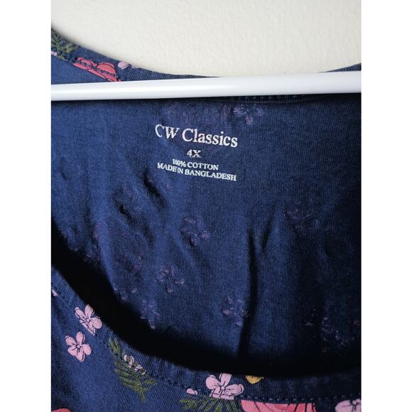 Women's CW Classics Floral Top Blouse Lot of 2 Size 4X Short sleeve 100% Cotton - Picture 3 of 7